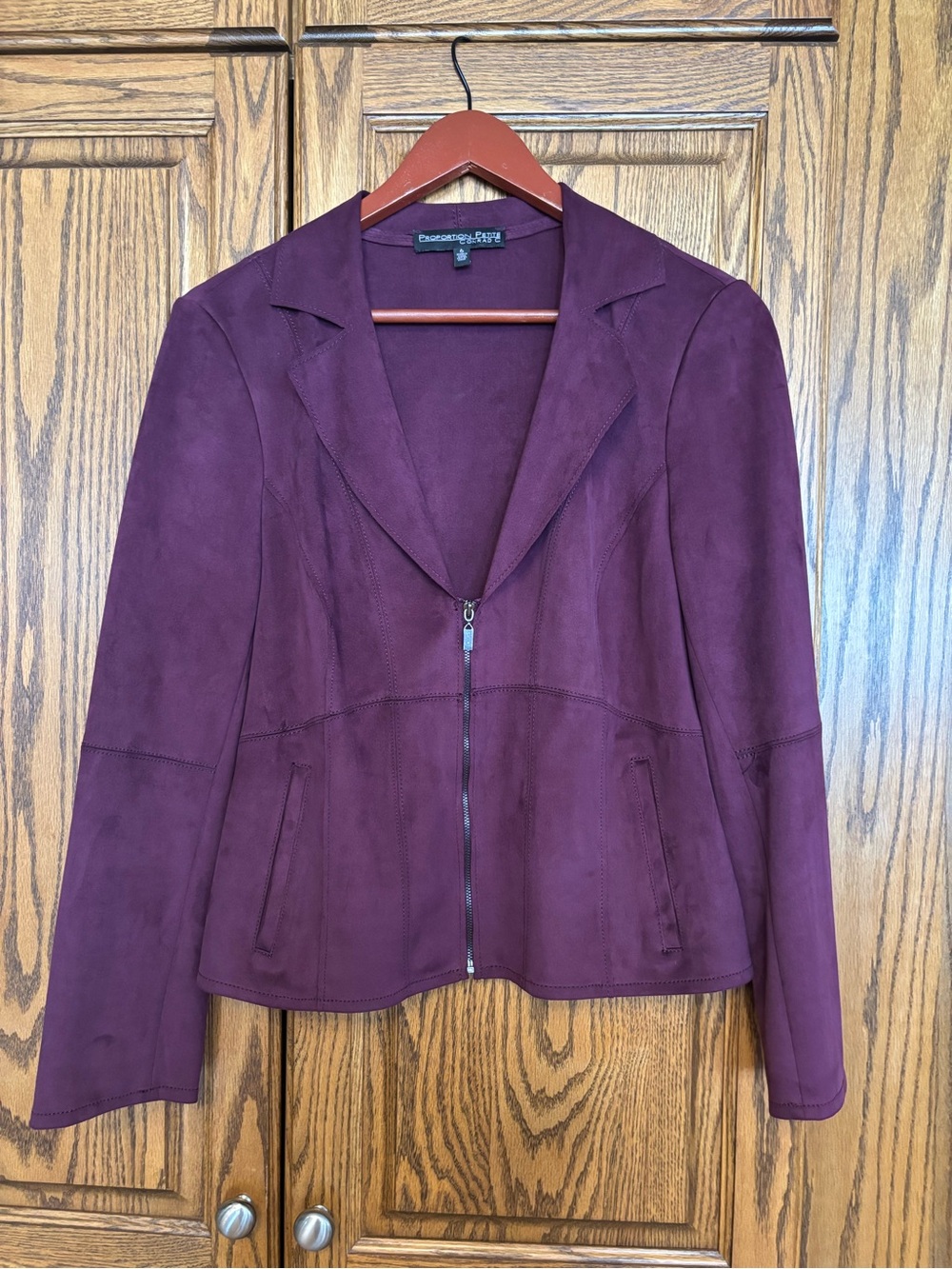 Conrad C proportion petite Plum faux Suede Zip-Front Jacket size 6 NWOT